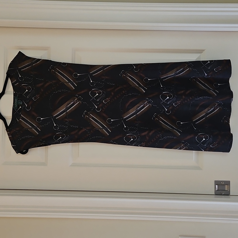 LAUREN Ralph Lauren Black and Brown Equestrian Print Dress